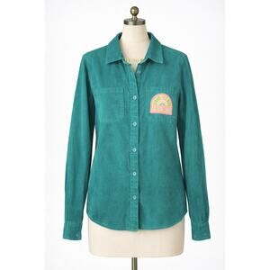 Hello Kitty & Friends Green Corduroy Shirt Button Down Large